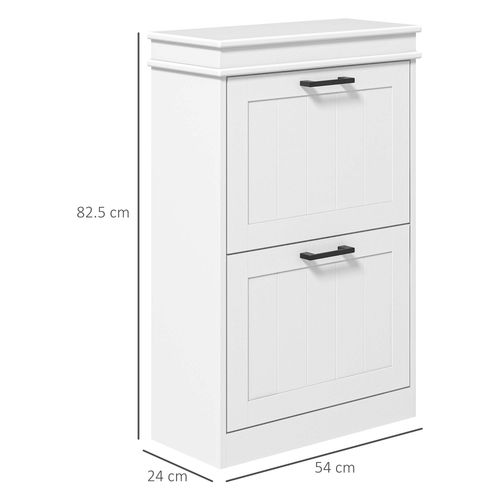 HOMCOM Slim Shoe Storage Cabinet with 2 Flip Drawers for Entryway