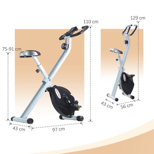 SPORTNOW Folding Exercise Bike with Heart-Rate Sensor for Home Use