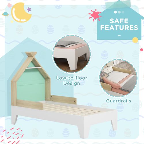 AIYAPLAY Toddler Bed Frame Bedroom Furniture w/ Guardrails, 144 x 74 x 110cm