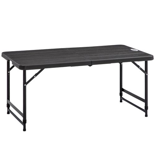 Outsunny Foldable Outdoor Dining Table for 4, Height Adjustable Steel Legs