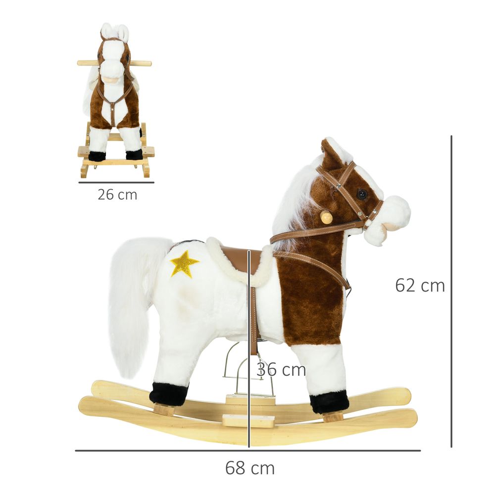 HOMCOM Rocking Horse with Music, Sound, Ride On Horse with Saddle for 3-6 Years