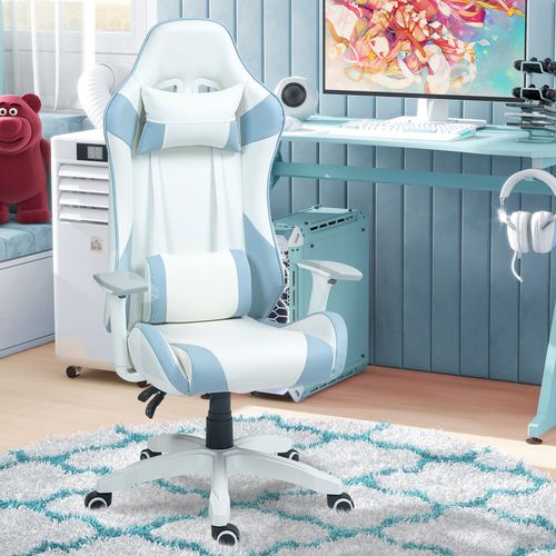 HOMCOM Gaming Chair for Adults Faux Leather Computer Chair w/ 3D Armrests Pink