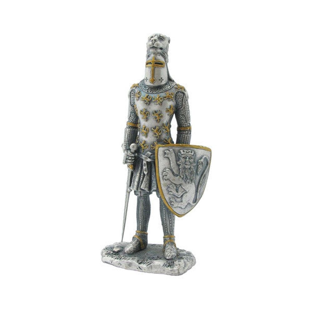 Knight Lion Crested Helmet - 13th Century (hand-cast statue sculpture) 10cm Height