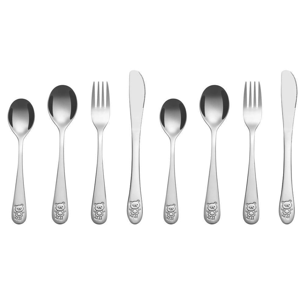 Vinsani Jungle Kids Cutlery Set - Durable Stainless Steel - Fun Animal Embossments - Perfect for Little Ones - High Quality
