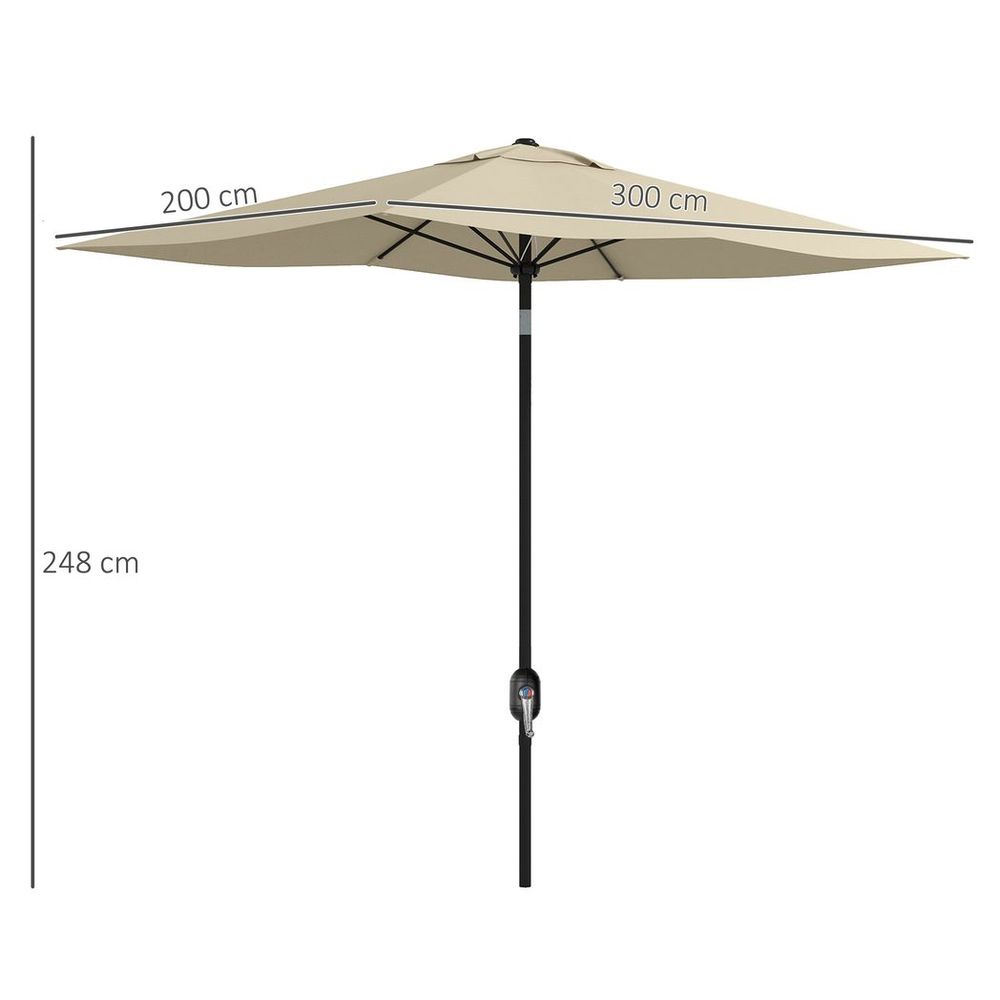 Outsunny 2x3m Garden Parasol Rectangular Umbrella | Crank, UV Resistant, White