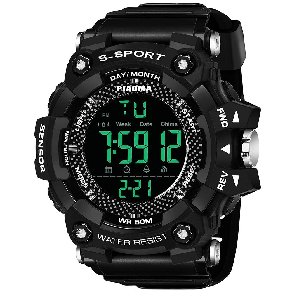 Piaoma Men's Waterproof Watch - Assorted Models & Colors, Multi-Functions - Stopwatch/Countdown, Backlight, Dual Time Zones, Alarm, Calendar. 3Atm Waterproof, Quartz Movement. Gift Box Included!
