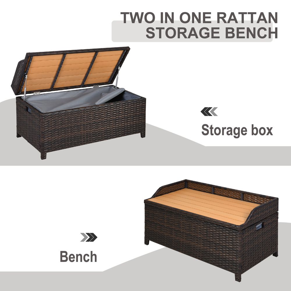 Premium Rattan Garden Storage - 102Lx51Wx51H cm Brown - Cabinet Cushion Box Chest
