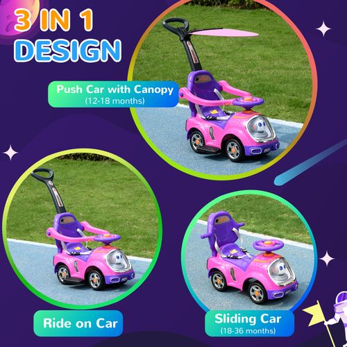 AIYAPLAY 3 in 1 Ride on Push Car, Cartoon Robot Foot to Floor Slider
