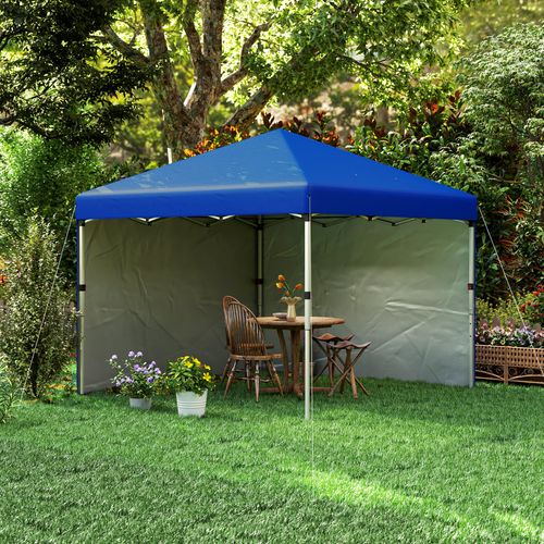 Outsunny 3x3 (M) Pop Up Gazebo Party Tent w/ 2 Sidewalls, Weight Bags Blue