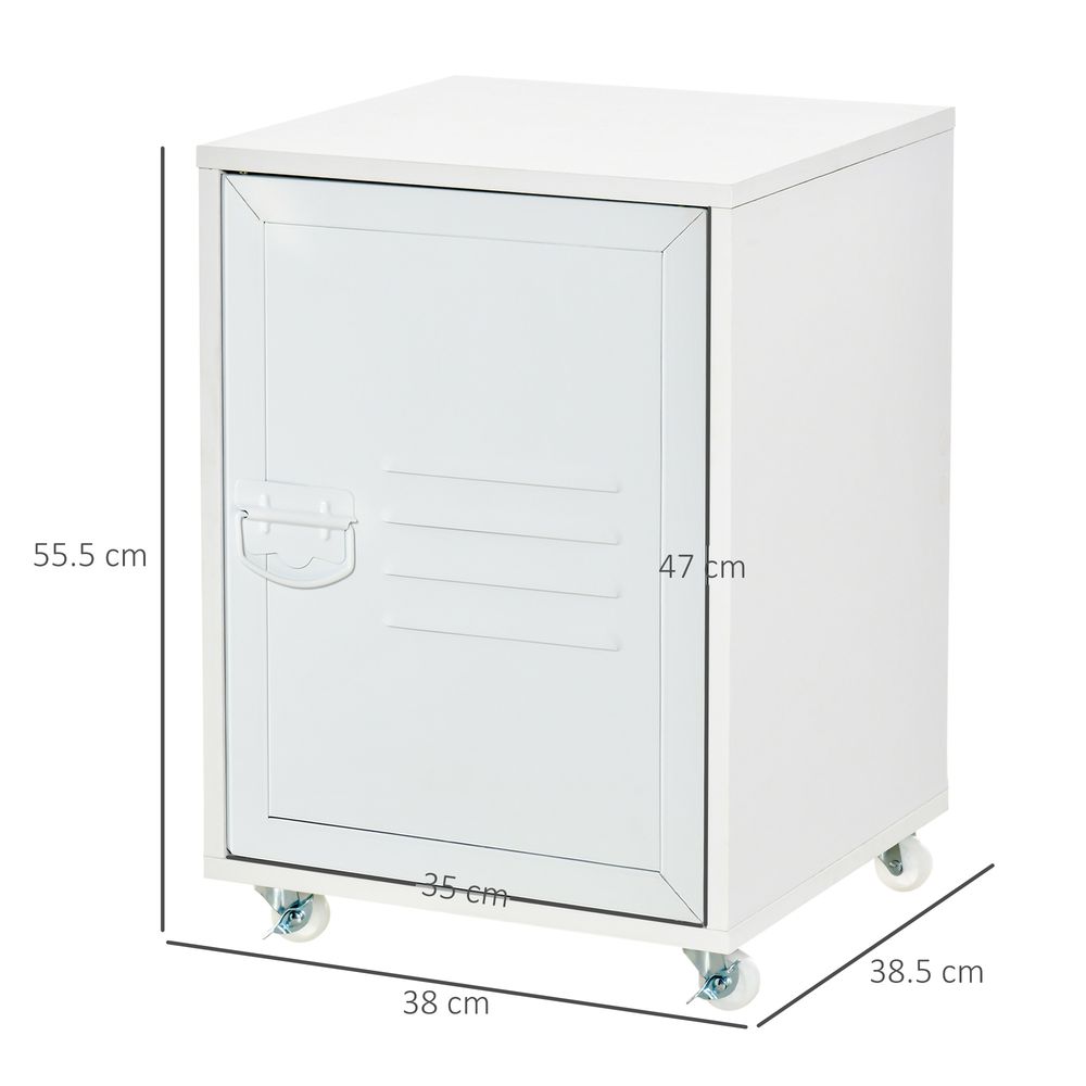 Premium Rolling Storage Cabinet - White, Adjustable Shelf, Durable Materials