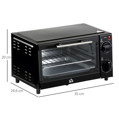 Mini Oven 9L Countertop Electric Grill Toaster Pizza 750W Timer Adjustable Black