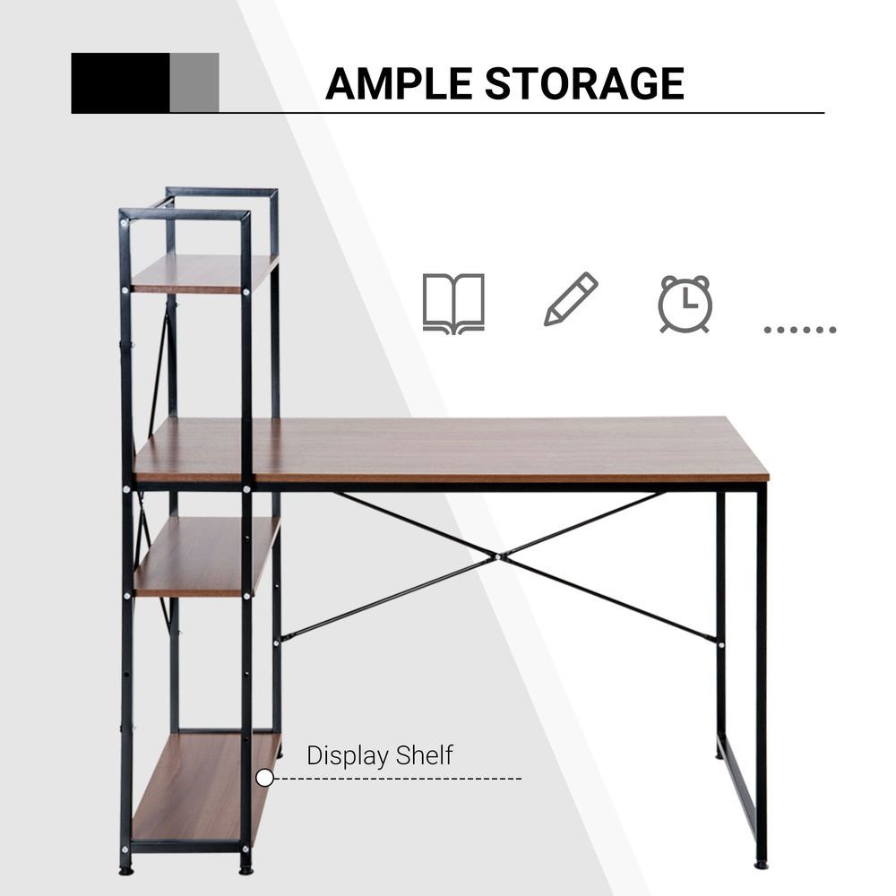 Computer Workstation, Metal Frame-Walnut/ Black