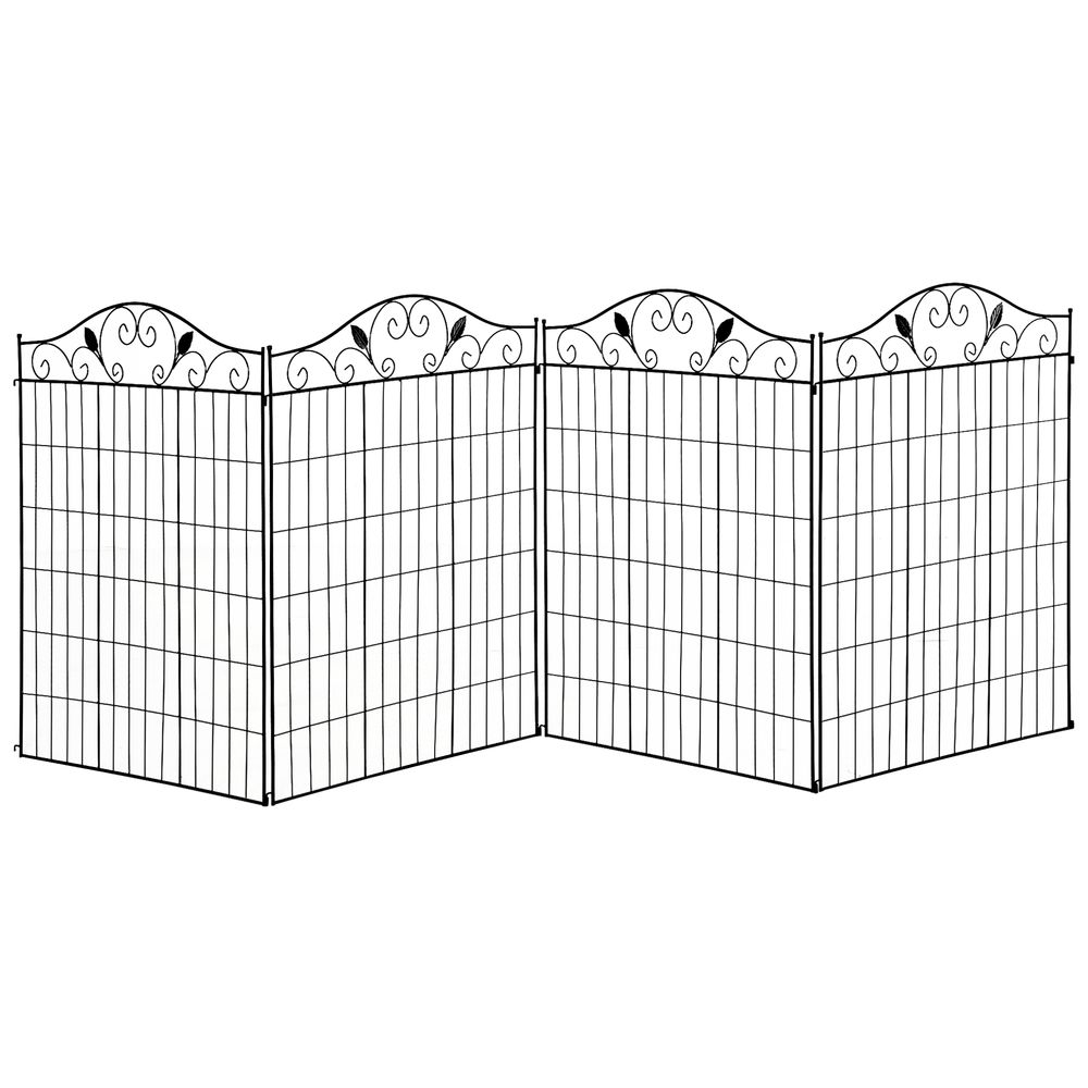 Garden Fence Panels - Steel Wire Border Edging - Outsunny - 4 Panels 44in x 12ft - Elegant & Practical