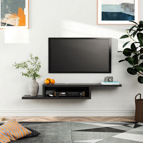 HOMCOM Wall Mounted Media Console, Floating TV Stand Component Shelf