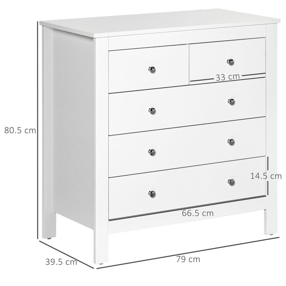 Premium 5 Drawer Storage Cabinet - Modern, Spacious, White