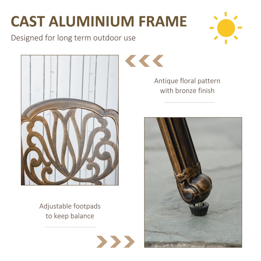 Premium Quality 4 Seater Dining Set | Cushions Included | Round Table with Parasol Hole | Bronze Finish