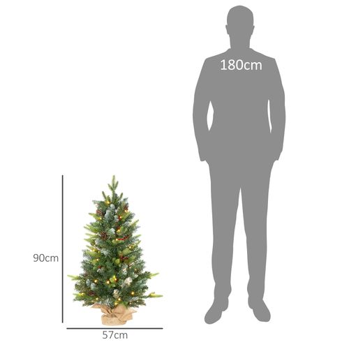 HOMCOM 2 Pieces 2' Prelit Artificial Tabletop Christmas Trees, LED Display