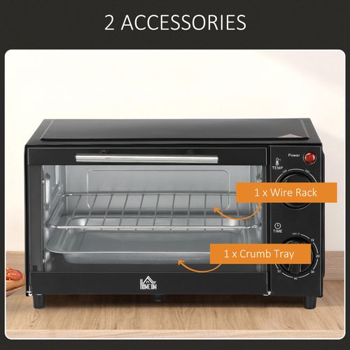 Mini Oven 9L Countertop Electric Grill Toaster Pizza 750W Timer Adjustable Black