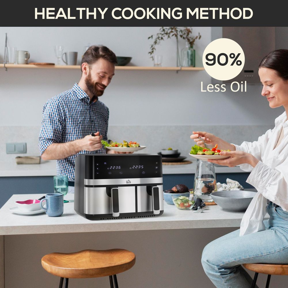HOMCOM Dual Zone Air Fryer 8.5L with SYNCFinish 2700W - 2x the Taste, Double the Speed, Ultimate Precision