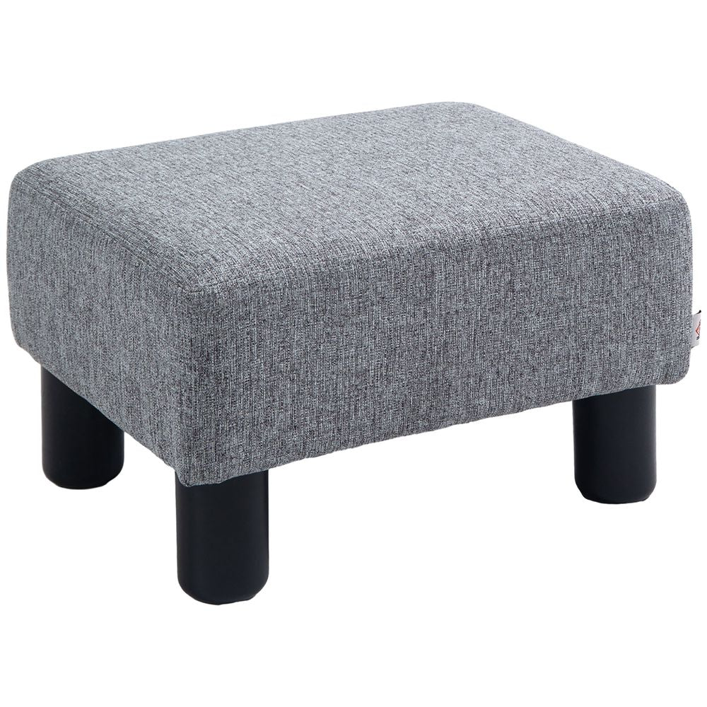 HOMCOM Chic Linen Fabric Footstool Ottoman Cube with 4 Plastic Legs Brown