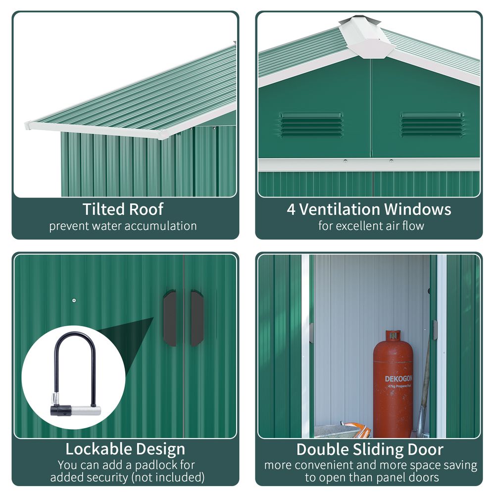Outsunny 6.5x3.5ft Metal Garden Shed for Garden and Outdoor Storage, Green