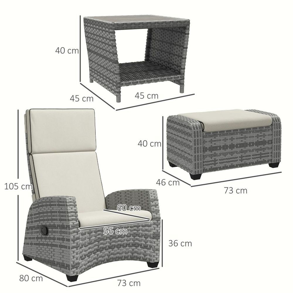 Premium Outsunny 5 PC Rattan Garden Furniture Set - Reclining Chairs, Table - High-Quality Grey PE Rattan - All-Weather Patio Collection