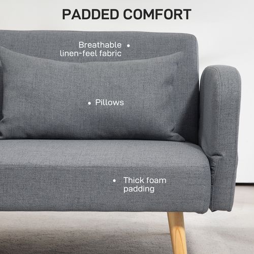 HOMCOM Convertible Sofa Bed Settee with Cushions, Adjustable Backrest