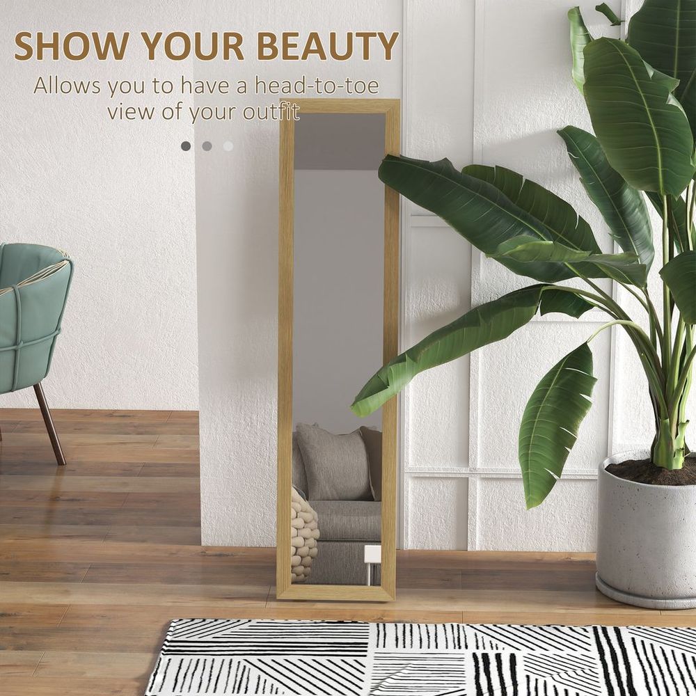 HOMCOM Full Length Mirror, Farmhouse Wall & Floor Mirror - Hanging & Freestanding