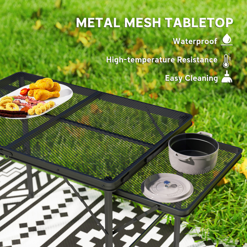 Outsunny 4.5ft Portable Folding Table, Height Adjustable Metal Picnic Table