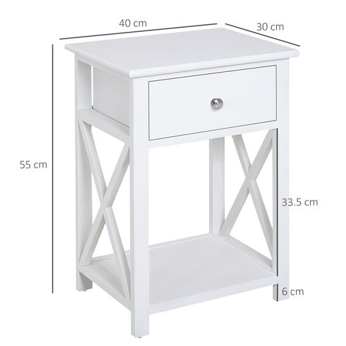 HOMCOM 55cm End Side Table w/ Drawer Shelf Stand Home Storage Furniture