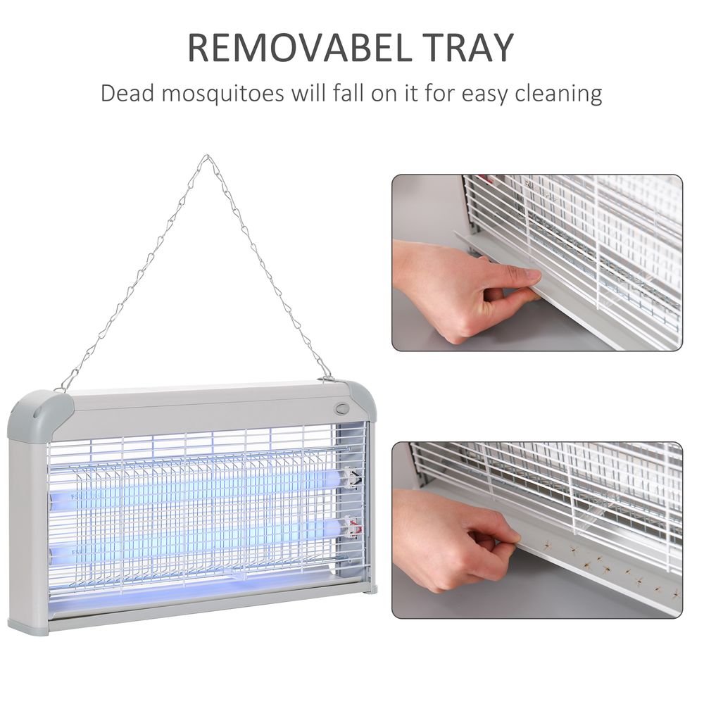 Outsunny 30W LED Mosquito Killer Lamp - Wall-mounted Insect Zapper, Steel-Grey