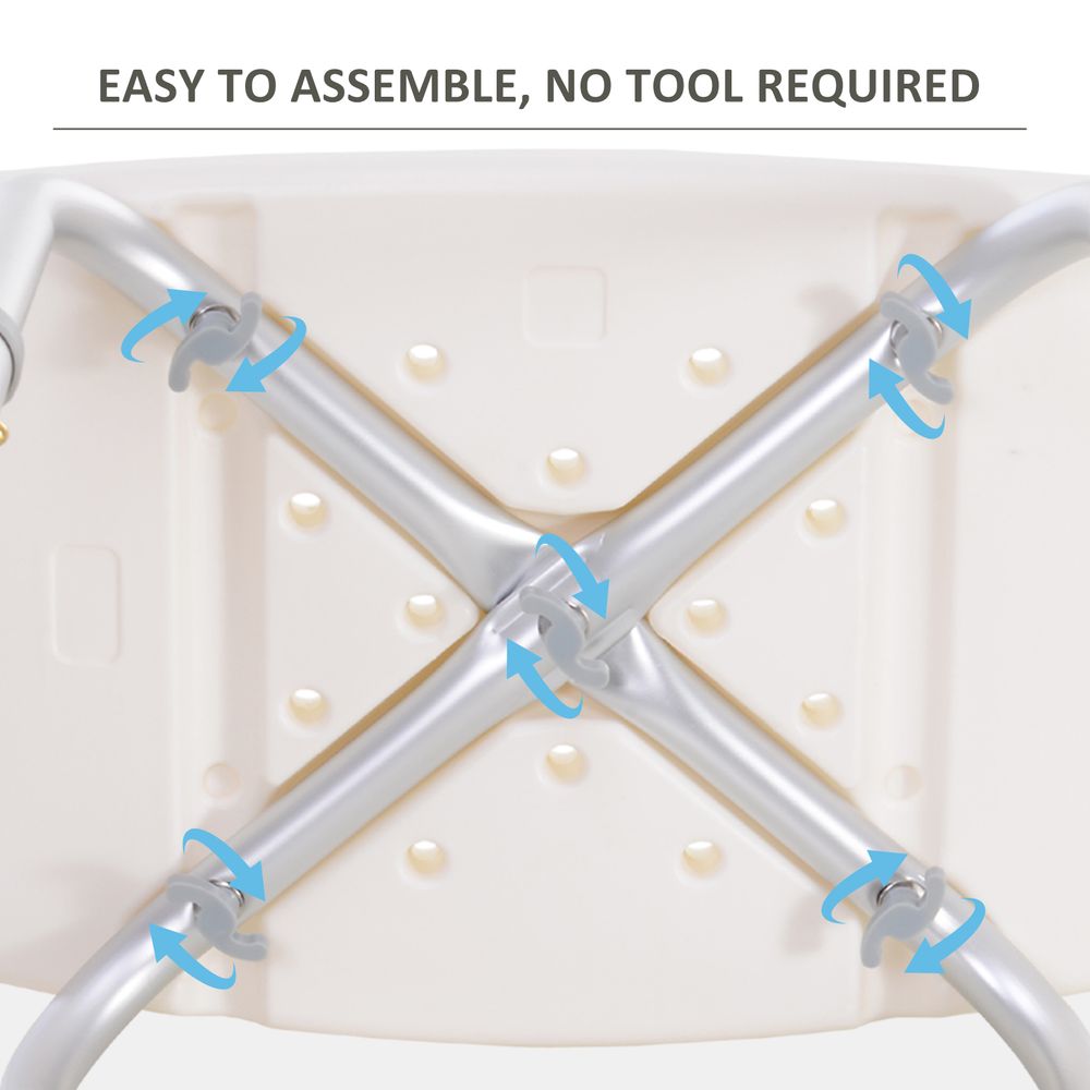 HOMCOM Portable Non-Slip Adjustable Shower and Bath Stool Bench Aluminum Frame