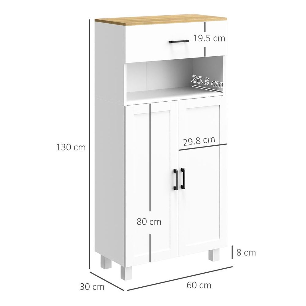 HOMCOM Kitchen Cupboard Storage Cabinet, Drawer, Countertop, White