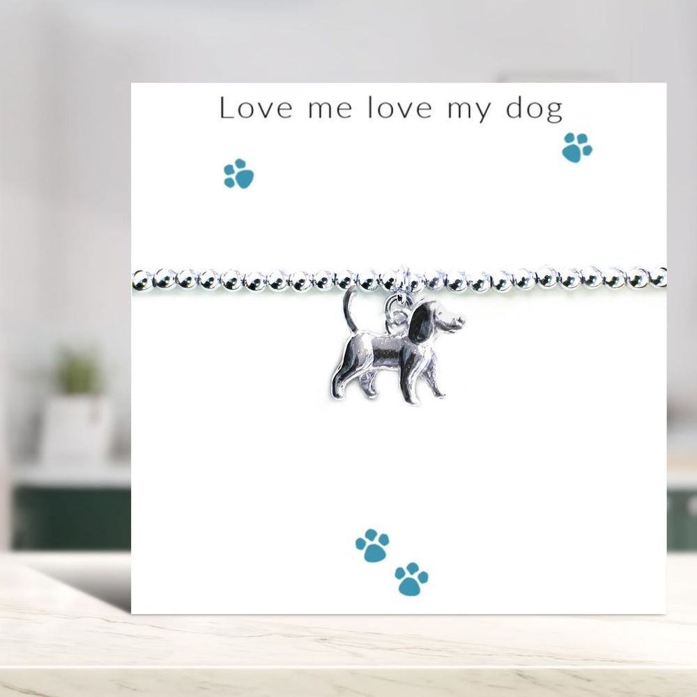 Love Me Love My Dog Bracelet on Message Card