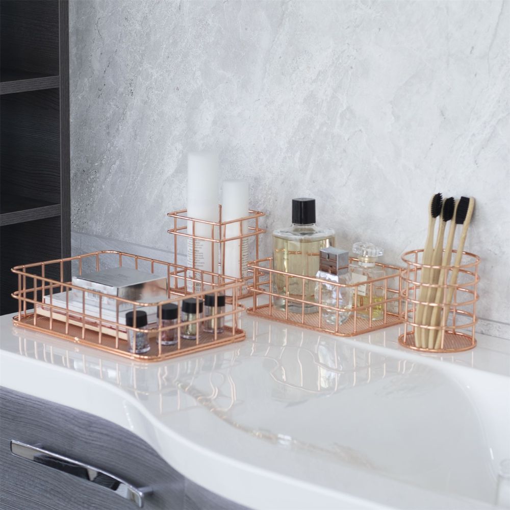 Premium Rose Gold Organisation Baskets - Set of 4 | M&W