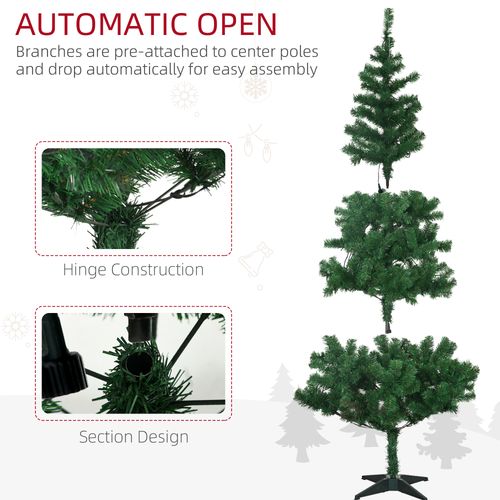 HOMCOM 6ft Artificial Decorated Christmas Tree with LED Lights, Auto Open