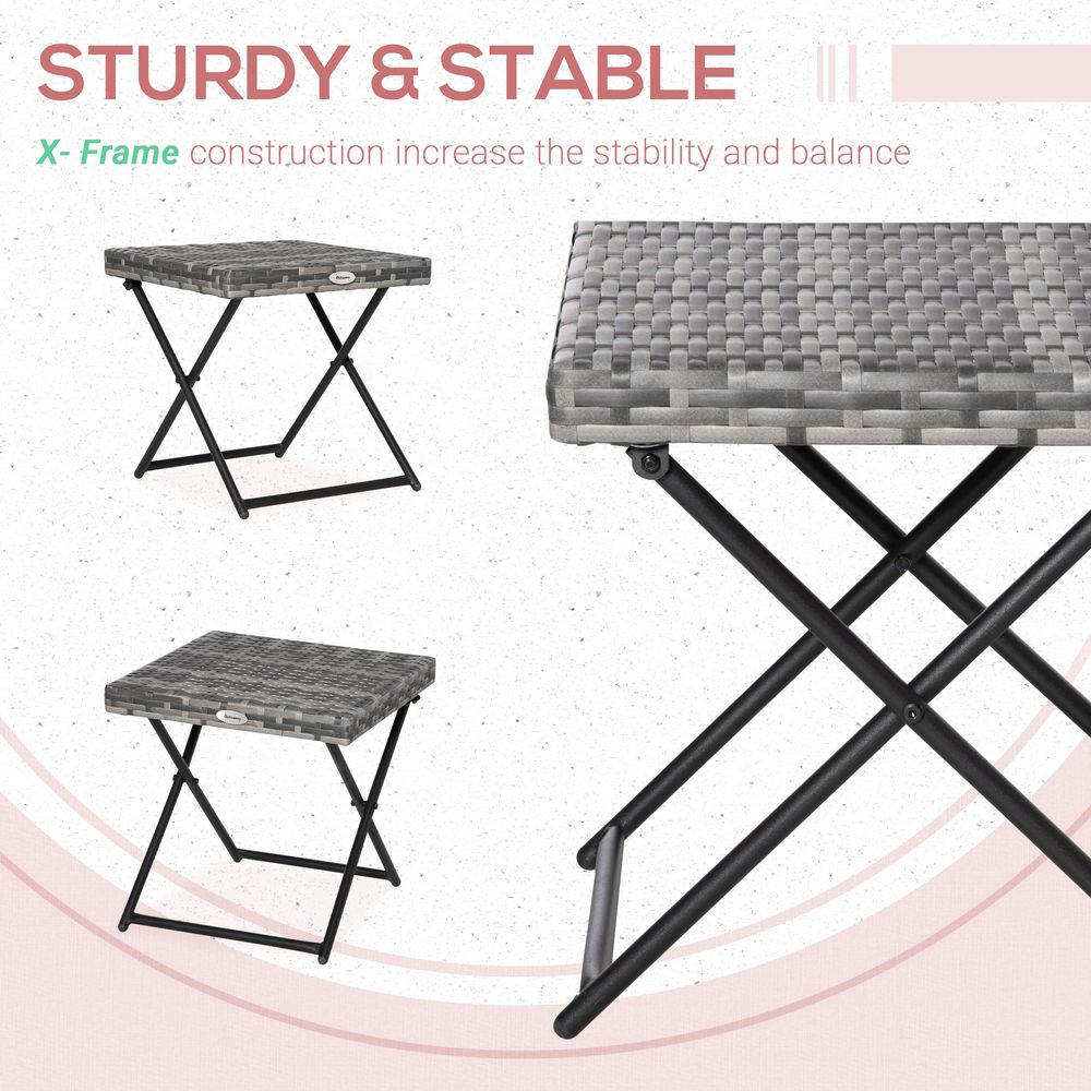 Durable Steel Folding Rattan Coffee Table - Multipurpose Outdoor Furniture - Outsunny