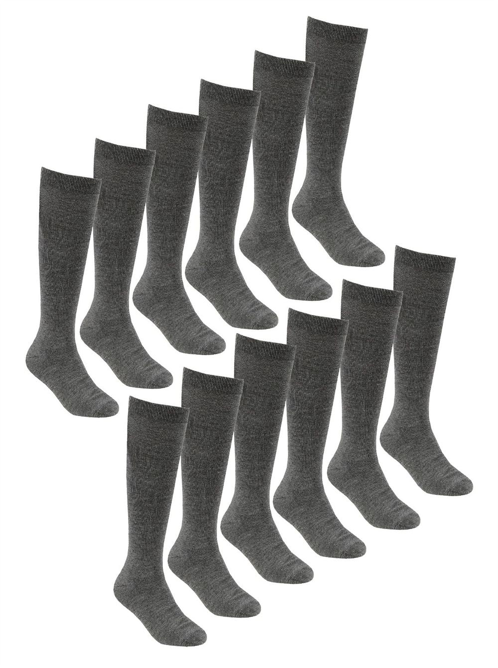 12 PAIRS - Girls Bamboo Knee High School Socks