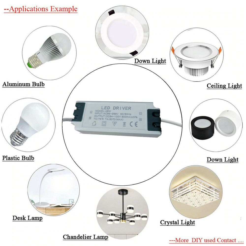 Constant Current 600mA High Power DC Connector Power Supply LED Ceiling light 24W - 48W