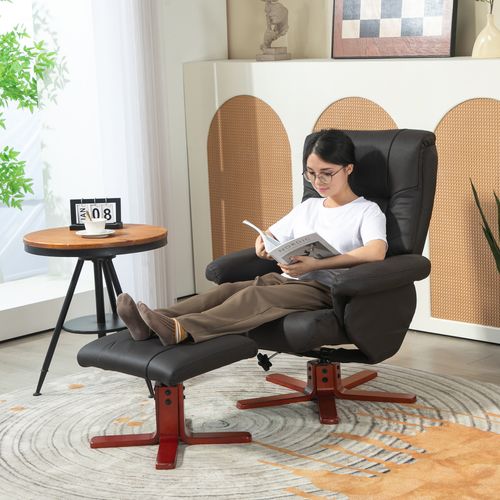 HOMCOM Recliner Chair with Footstool, Backrest Adjustable, Armchair