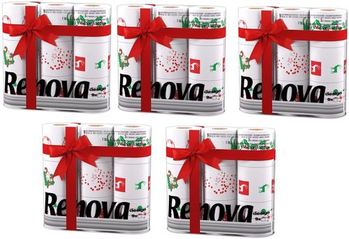 Renova 9 / 18 / 27 / 36 / 45 White Print 2 Ply Xmas Toilet Tissue Rolls