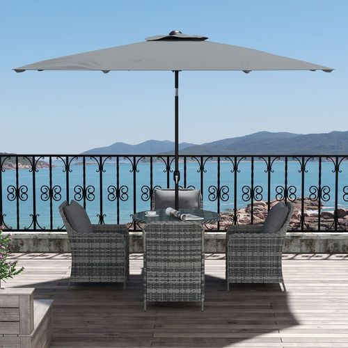 Outsunny 6 Pieces Rattan Garden Furniture with Umbrella, Cushions - Mix Grey