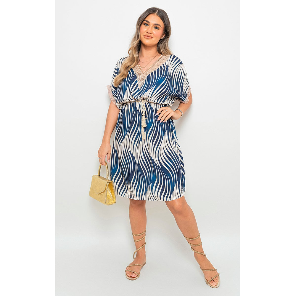 Enchanting Belted Lace Panel Mini Dress