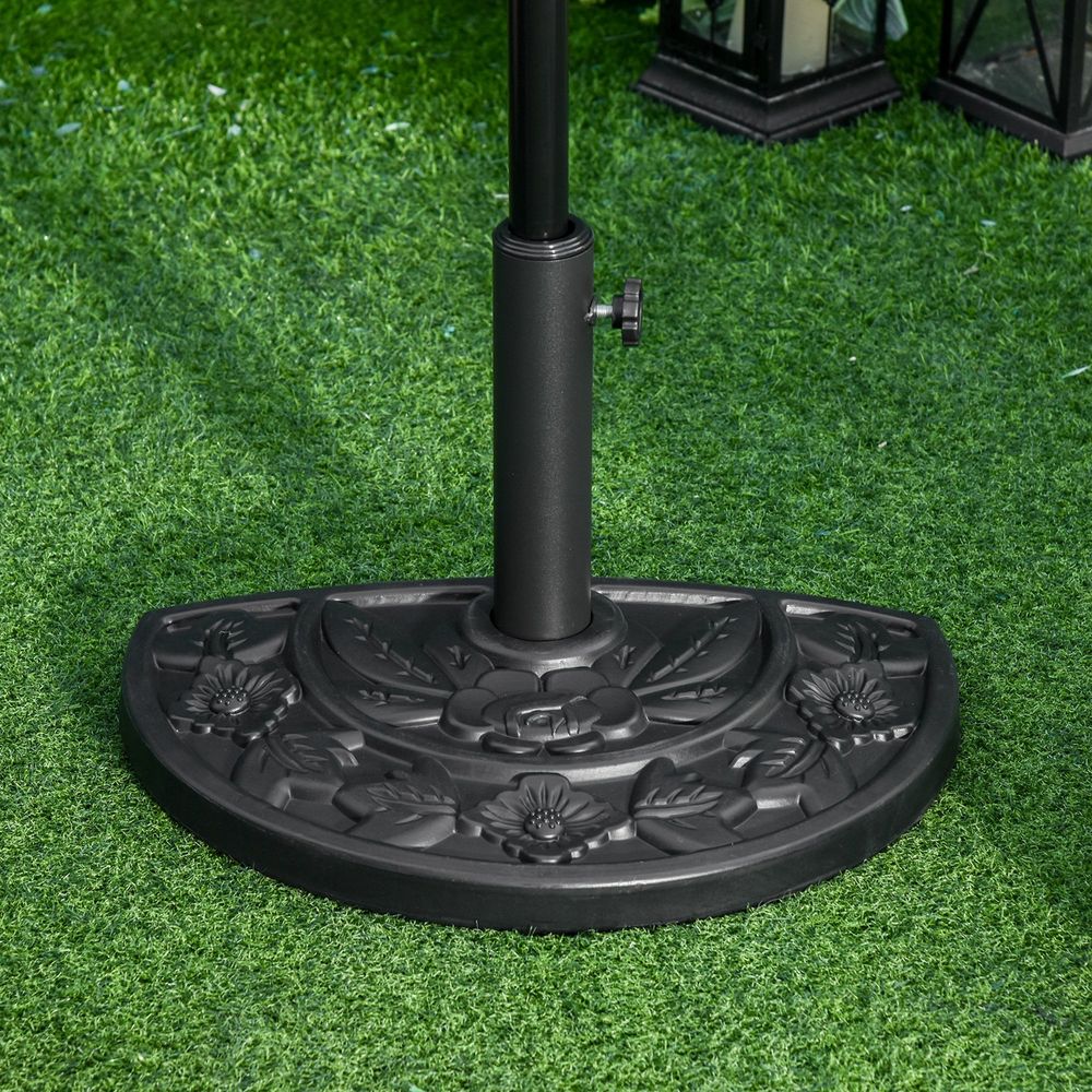 Elegant Half Round Parasol Base - Weather-resistant for Balcony - Black