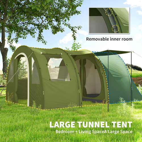 Outsunny 5-6 Man Family Tent Camping Tent with 2 Room and Carry Bag