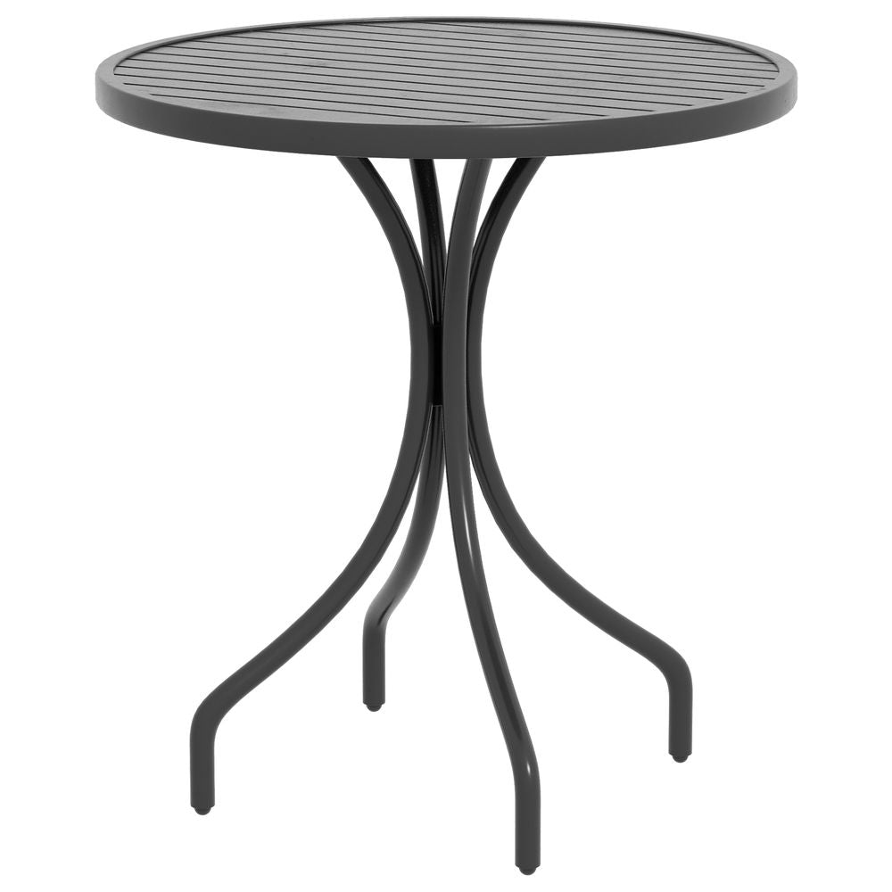 Premium Outsunny Round Garden Table - High-Quality Steel Frame, Slat Top - Guaranteed Durability