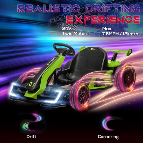 HOMCOM 24V Electric Go Kart for Kids with Adjustable Seat