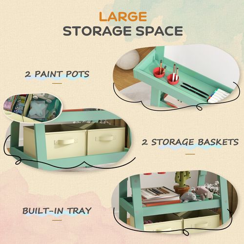 AIYAPLAY Double-Sided Art Easel for Kids w/ Paper Roll, Storage Baskets