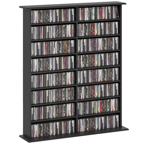 HOMCOM CD Storage Unit DVD Tower Blu-ray Storage Shelf for Office, Black