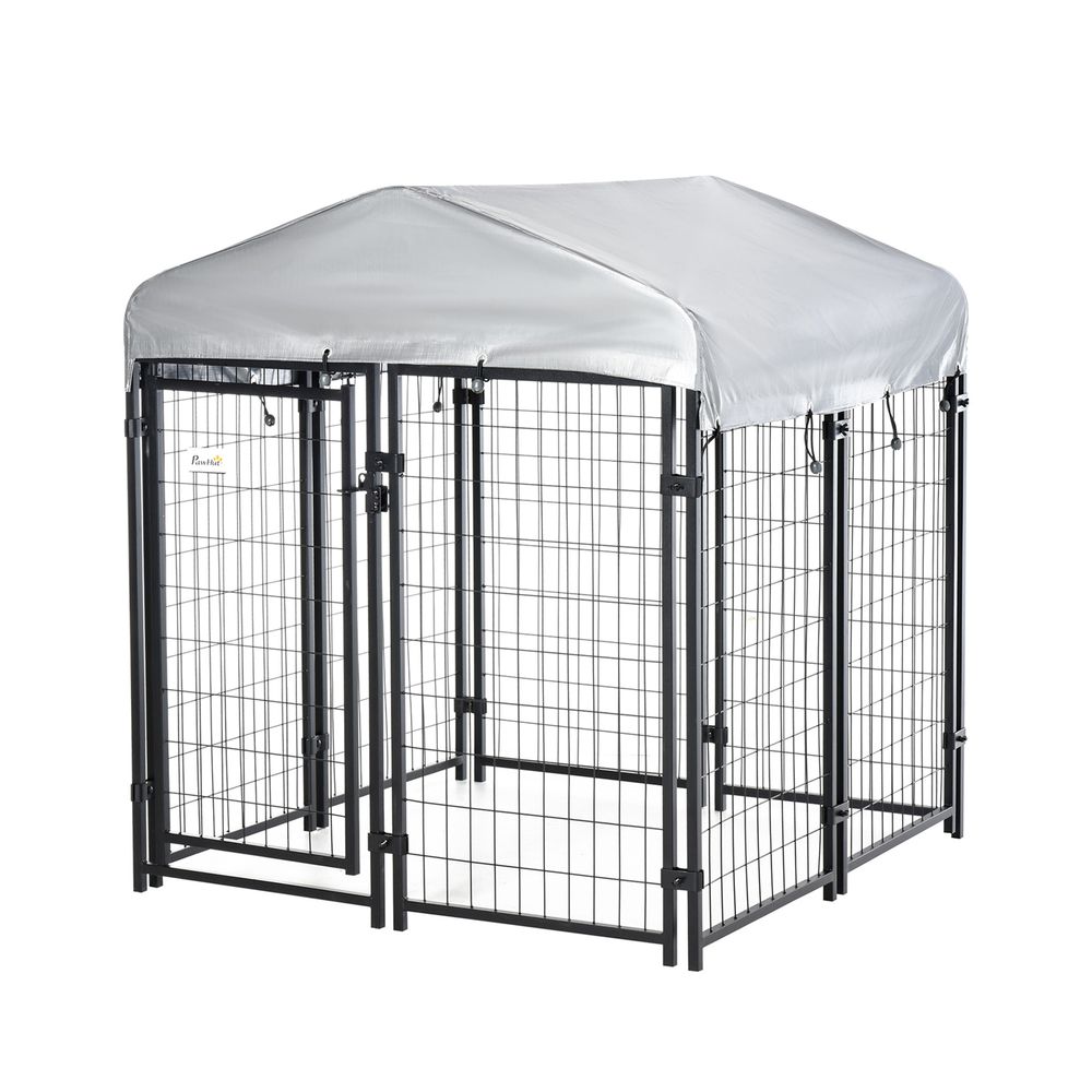 Premium Metal Dog Kennel with Canopy | Spacious & Secure | Weatherproof | Lockable Doors